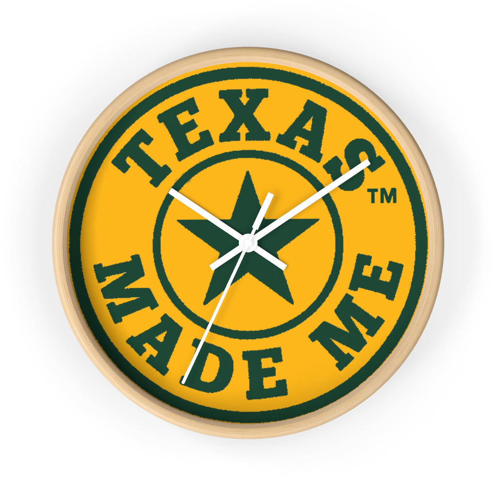 Texas Made Me Wall Clock — Rustic Lone Star Round Clock for Home & Office