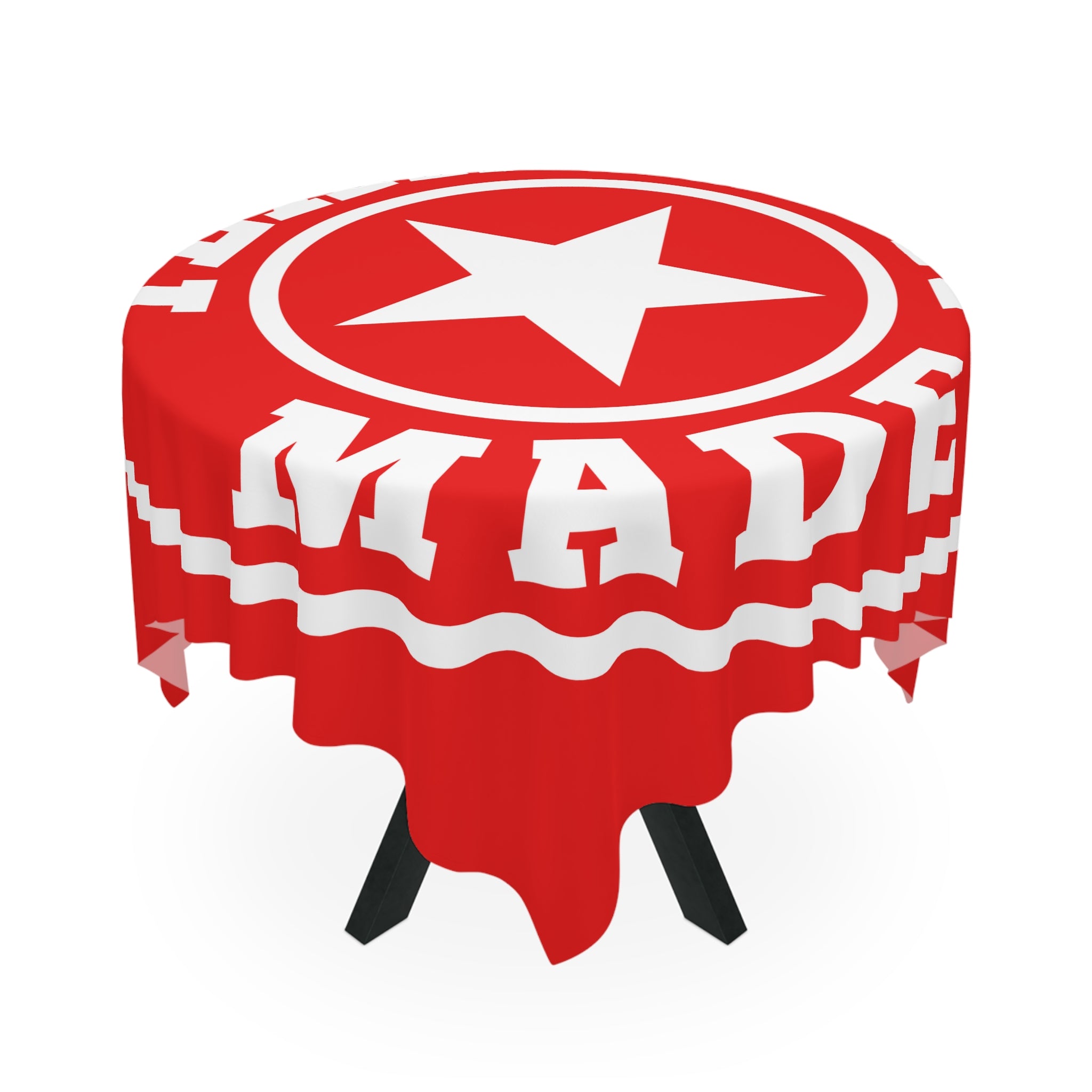 Texas Made Me Tablecloth — Red Lone Star Decorative Table Cover